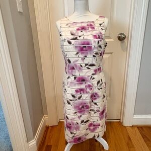 Ann Taylor Pink and White Floral Midi Dress